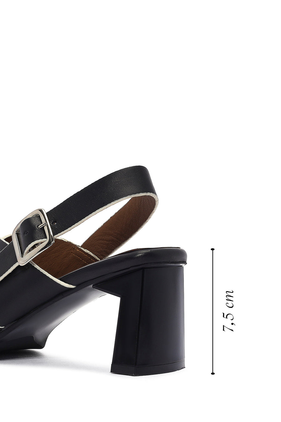 Women's Black Ankle Buckle Thick Heel Leather Sandals