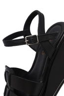 Kadın Siyah Bilekten Tokalı Dolgu Topuklu Deri Sandalet | Derimod