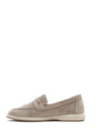 Women's Beige Suede Leather Loafer | Derimod