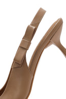 Women's Camel Slingback Thin Heel Leather Shoes | Derimod
