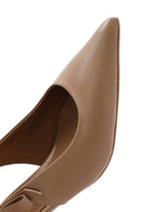 Women's Camel Slingback Thin Heel Leather Shoes | Derimod