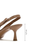 Women's Camel Slingback Thin Heel Leather Shoes | Derimod
