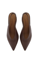 Women's Brown Slingback Elastic Low Heel Leather Shoes | Derimod