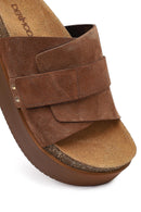 Kadın Taba Bantlı Kalın Tabanlı Süet Deri Terlik | Derimod