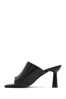 Kadın Siyah Topuklu Deri Terlik | Derimod