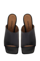 Kadın Siyah Topuklu Deri Terlik | Derimod