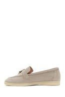Women's Beige Accessorized Suede Leather Loafer | Derimod