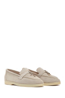 Women's Beige Accessorized Suede Leather Loafer | Derimod