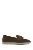 Women's Tan Accessorized Suede Leather Loafer | Derimod
