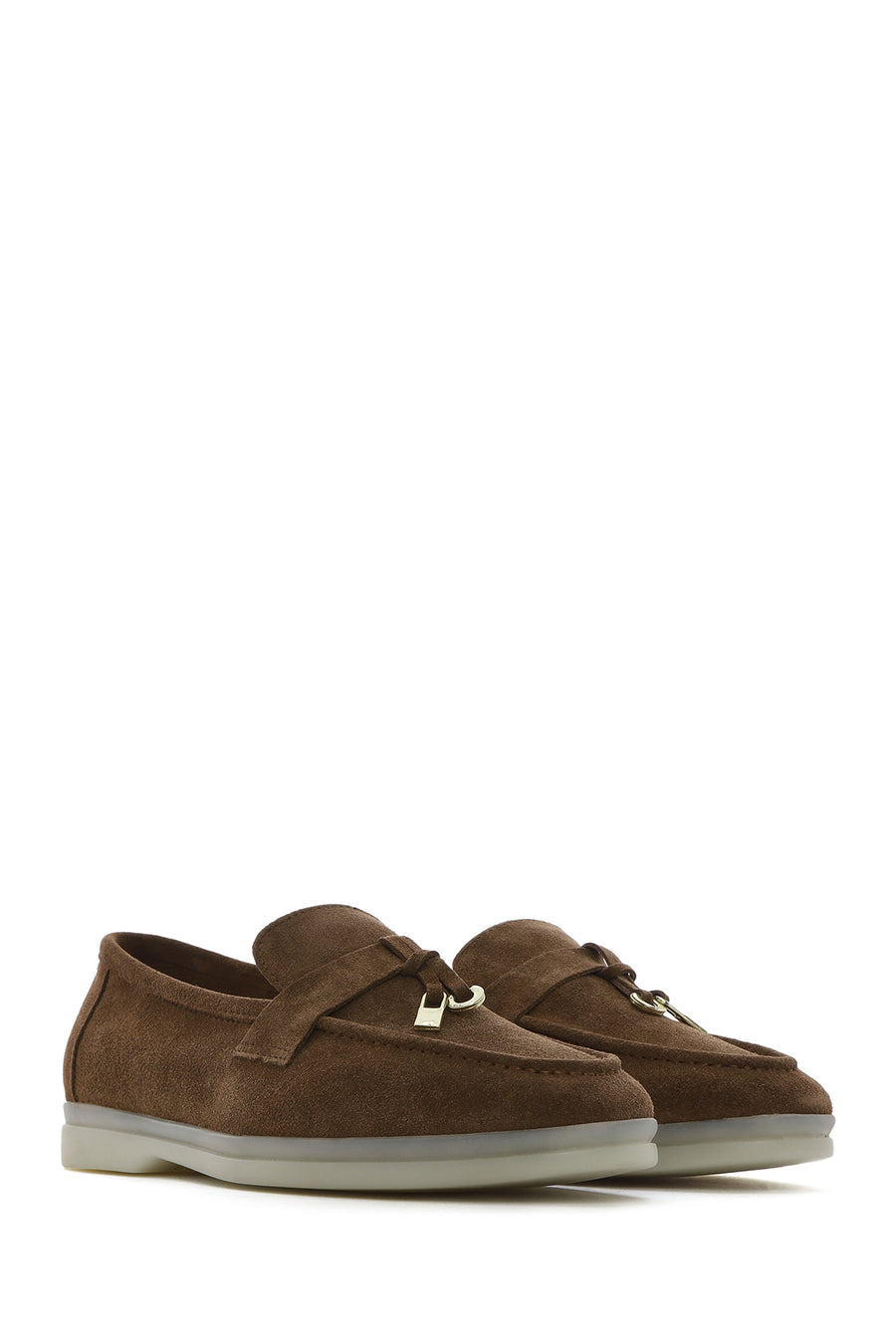 Women's Tan Accessorized Suede Leather Loafer