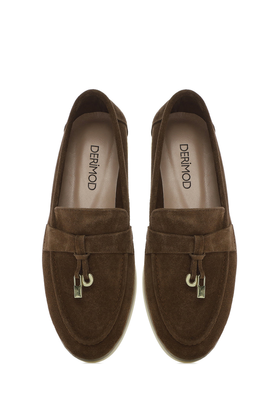 Women's Tan Accessorized Suede Leather Loafer