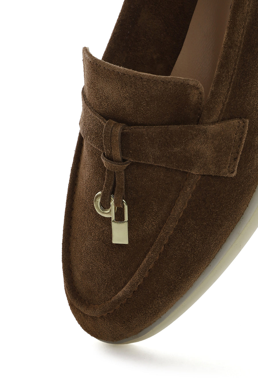 Women's Tan Accessorized Suede Leather Loafer