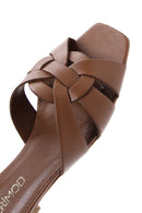 Women's Tan Leather Slippers | Derimod