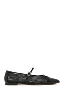 Women's Black Banded Leather Ballerinas | Derimod