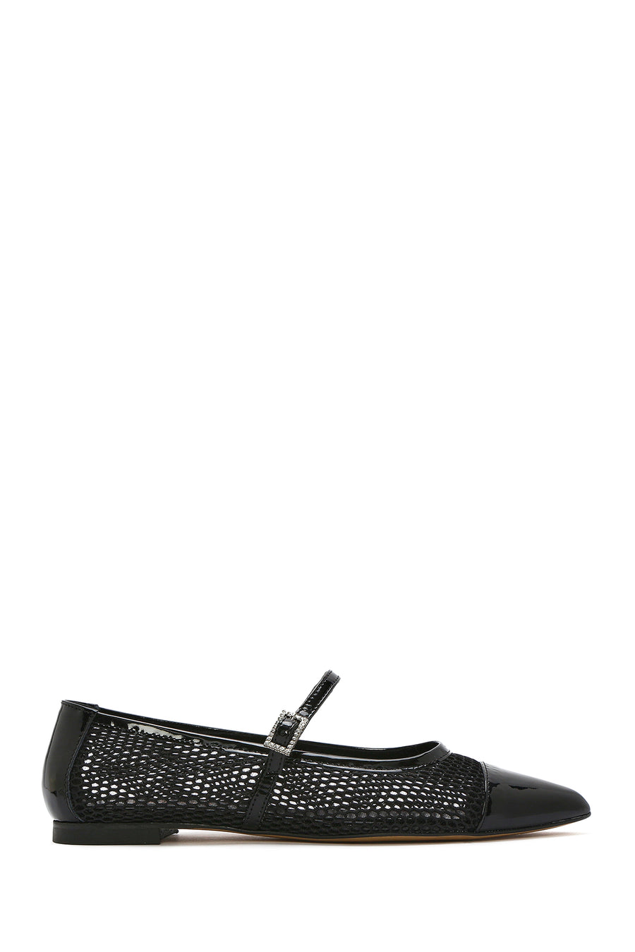 Women's Black Banded Leather Ballerinas