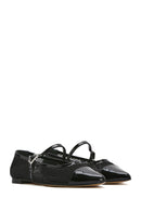 Women's Black Banded Leather Ballerinas | Derimod