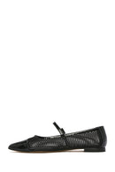 Women's Black Banded Leather Ballerinas | Derimod
