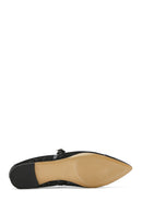 Women's Black Banded Leather Ballerinas | Derimod