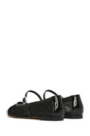 Women's Black Banded Leather Ballerinas | Derimod