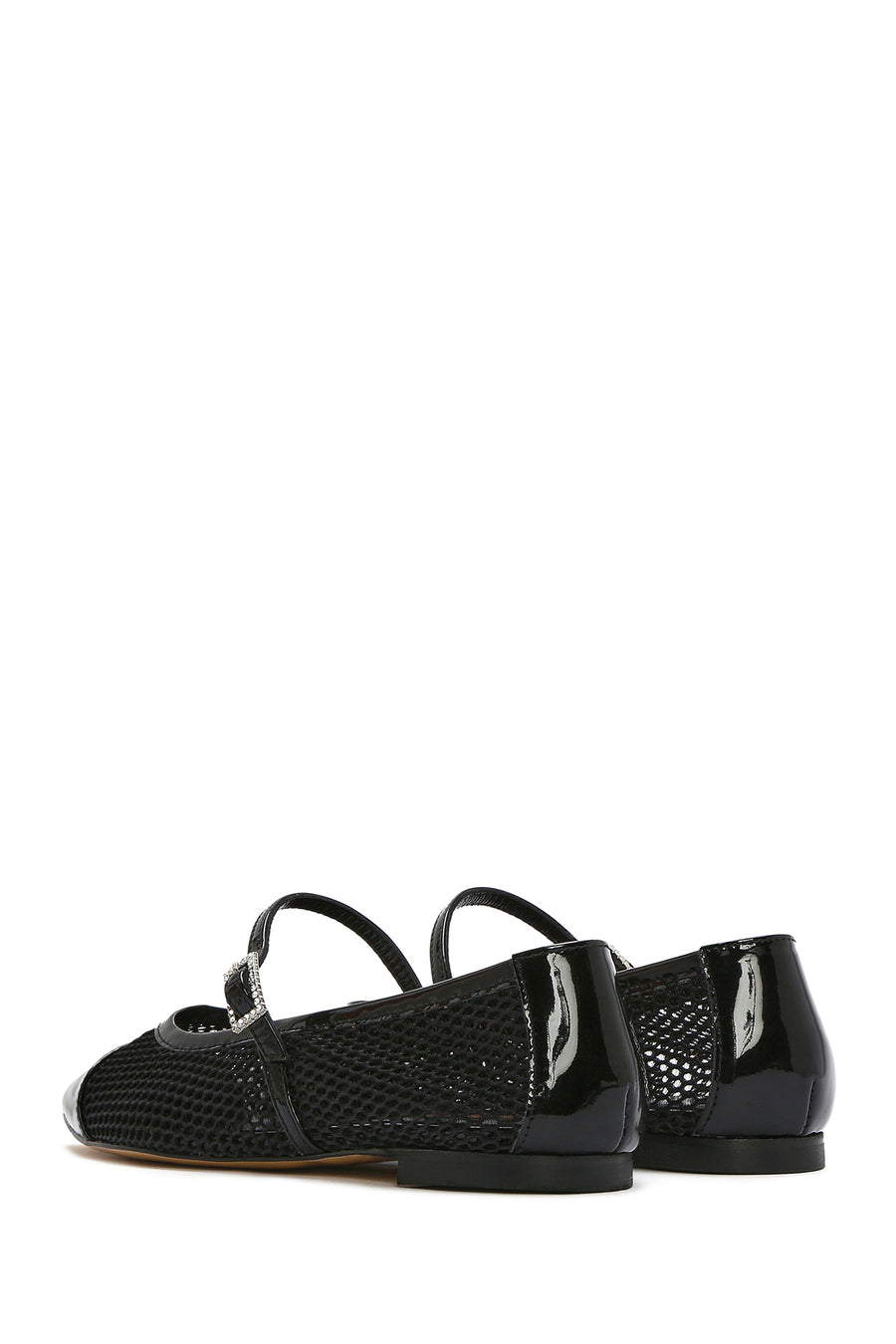 Women's Black Banded Leather Ballerinas