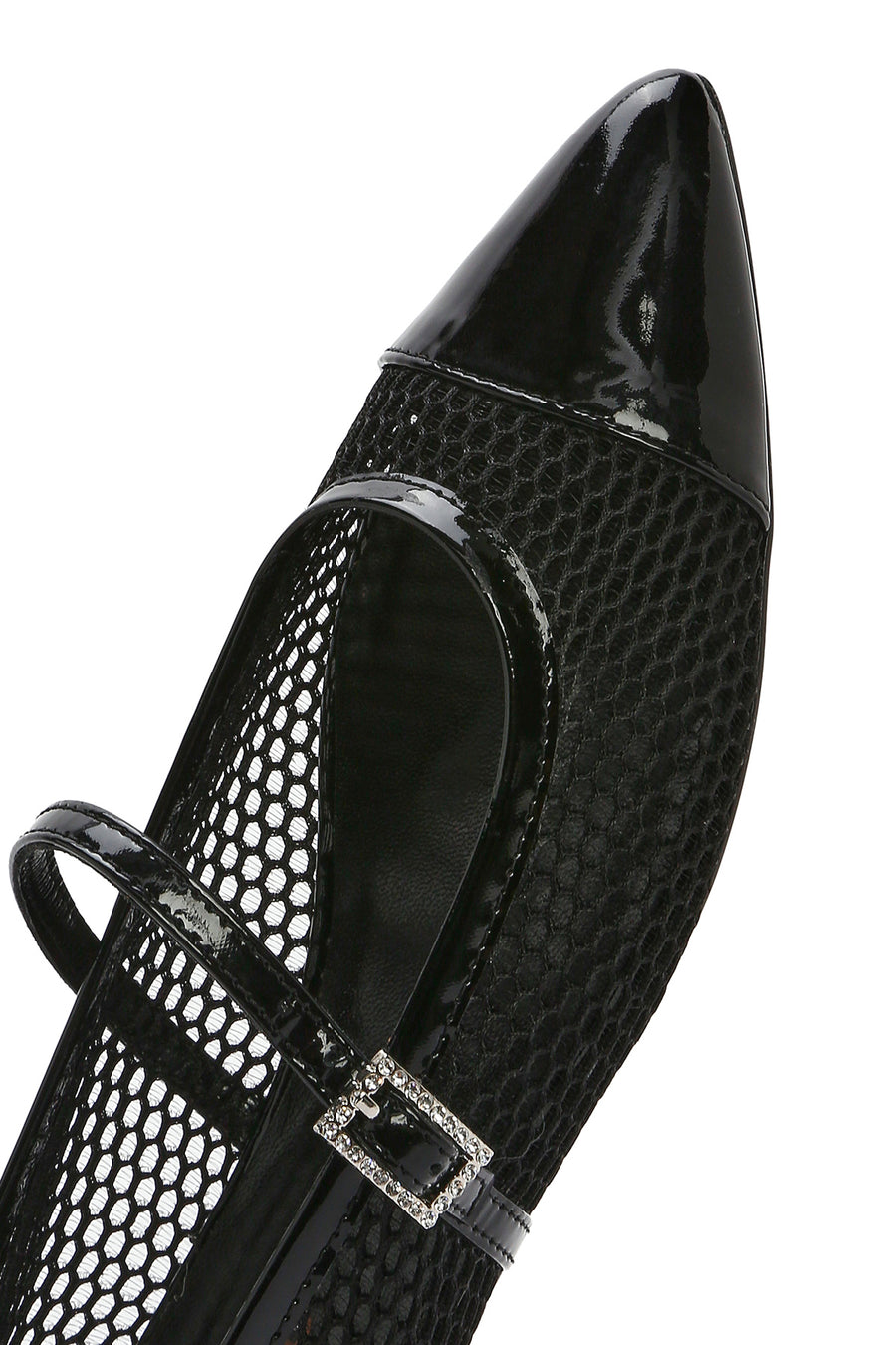 Women's Black Banded Leather Ballerinas