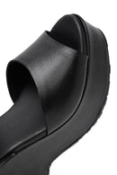 Kadın Siyah Bilekten Tokalı Yüksek Dolgu Topuklu Deri Sandalet | Derimod