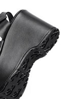 Kadın Siyah Bilekten Tokalı Yüksek Dolgu Topuklu Deri Sandalet | Derimod