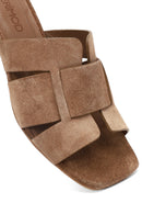 Kadın Vizon Kalın Kısa Topuklu Süet Deri Terlik | Derimod