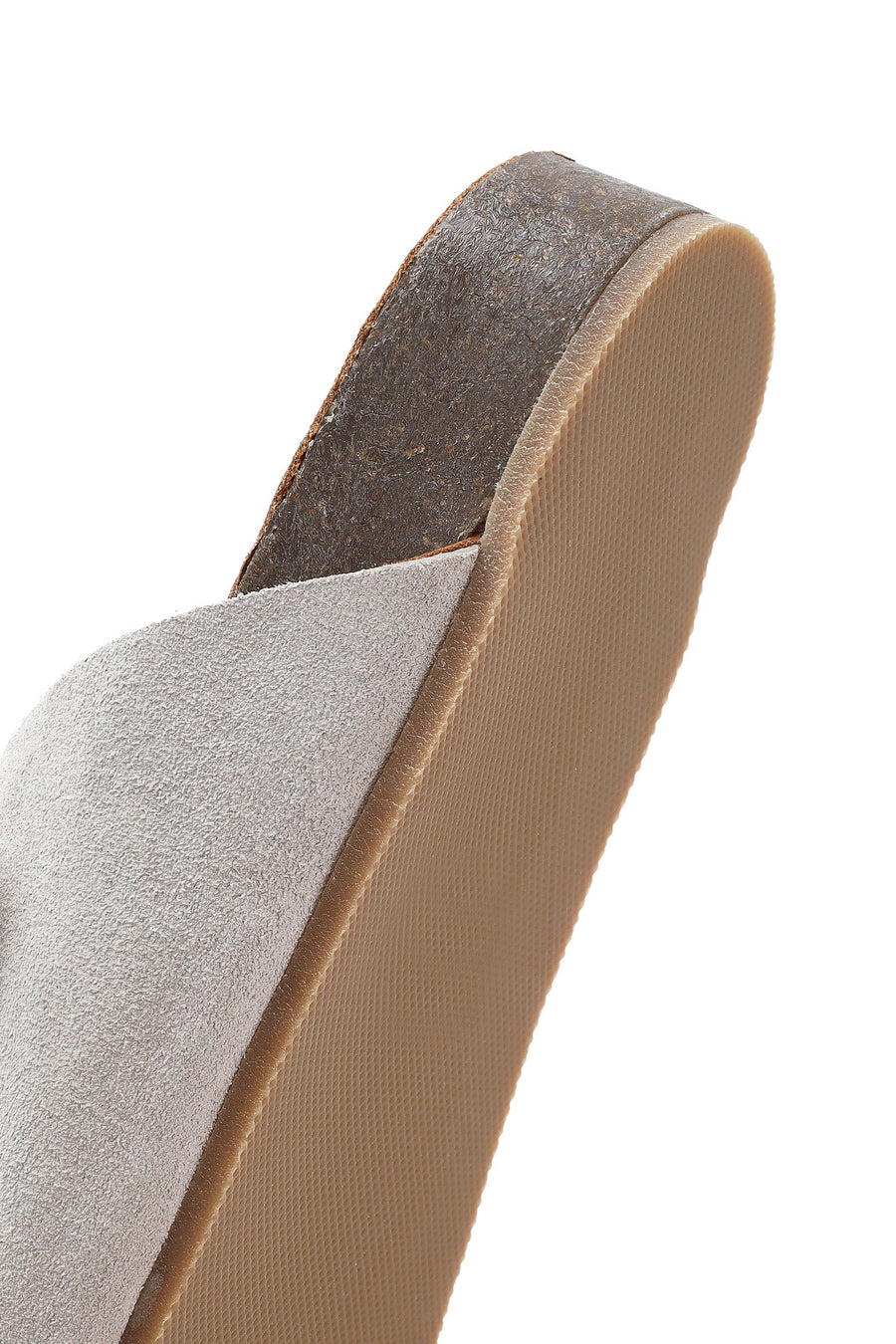 Women's Gray Double Buckled Suede Leather Slippers