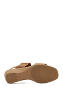 Kadın Taba Dolgu Topuklu Deri Sandalet | Derimod