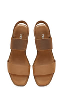 Kadın Taba Dolgu Topuklu Deri Sandalet | Derimod