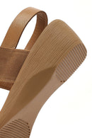 Kadın Taba Dolgu Topuklu Deri Sandalet | Derimod