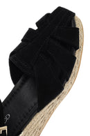 Kadın Siyah Bilekten Bantlı Dolgu Topuklu Süet Deri Espadril Sandalet | Derimod