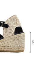 Kadın Siyah Bilekten Bantlı Dolgu Topuklu Süet Deri Espadril Sandalet | Derimod