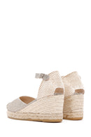 Women's Beige Ankle Strap Wedge Heels Leather Espadrille | Derimod