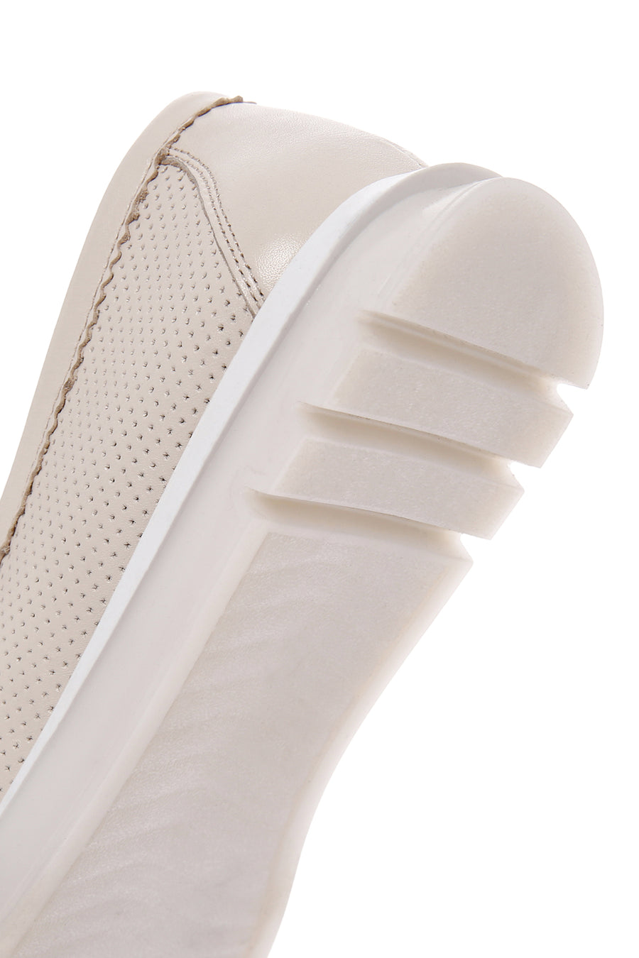 Kadın Krem Tokalı Deri Comfort Loafer