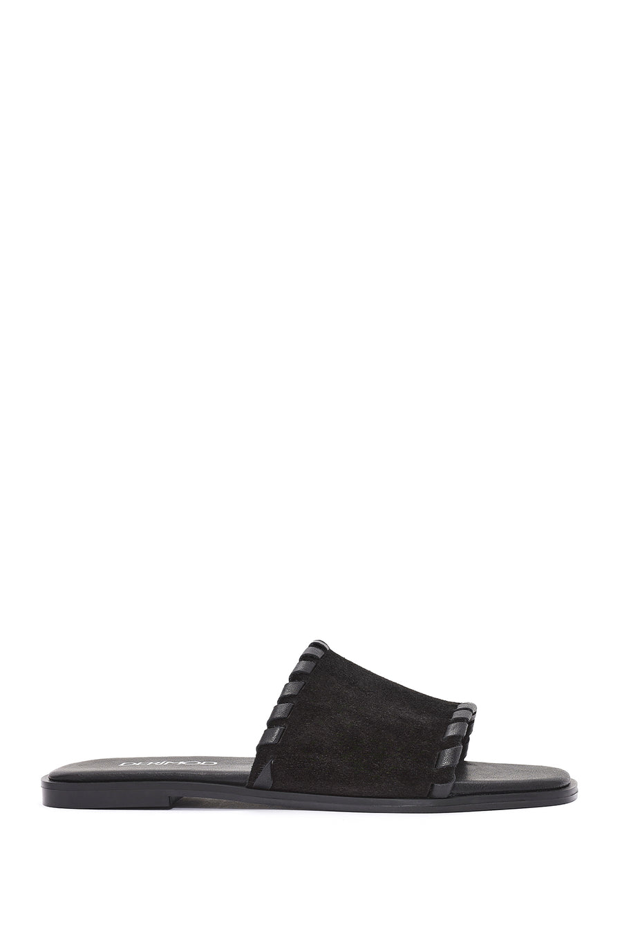 Women's Black Suede Leather Slippers 25SFD152110 | Derimod
