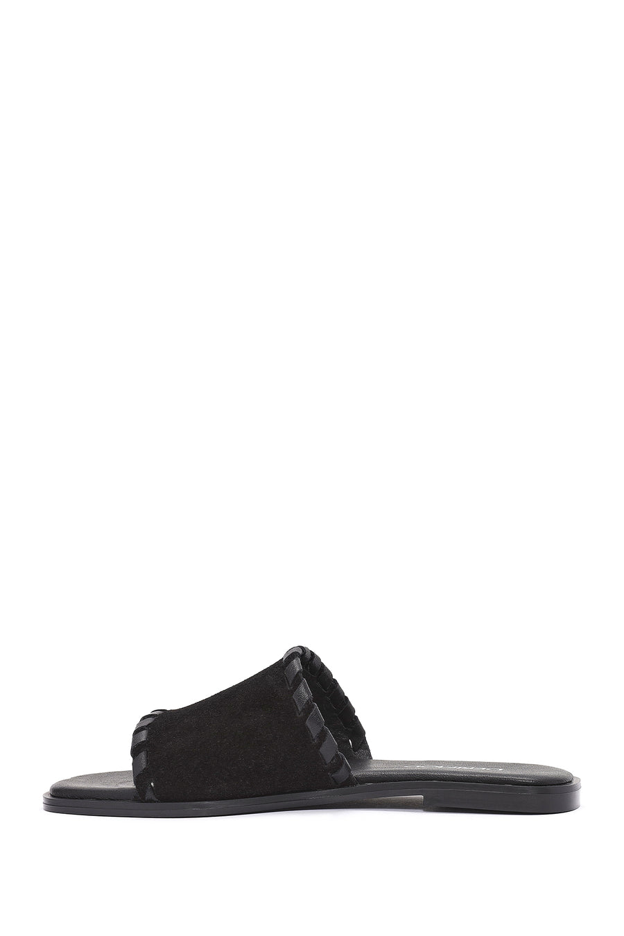 Women's Black Suede Leather Slippers