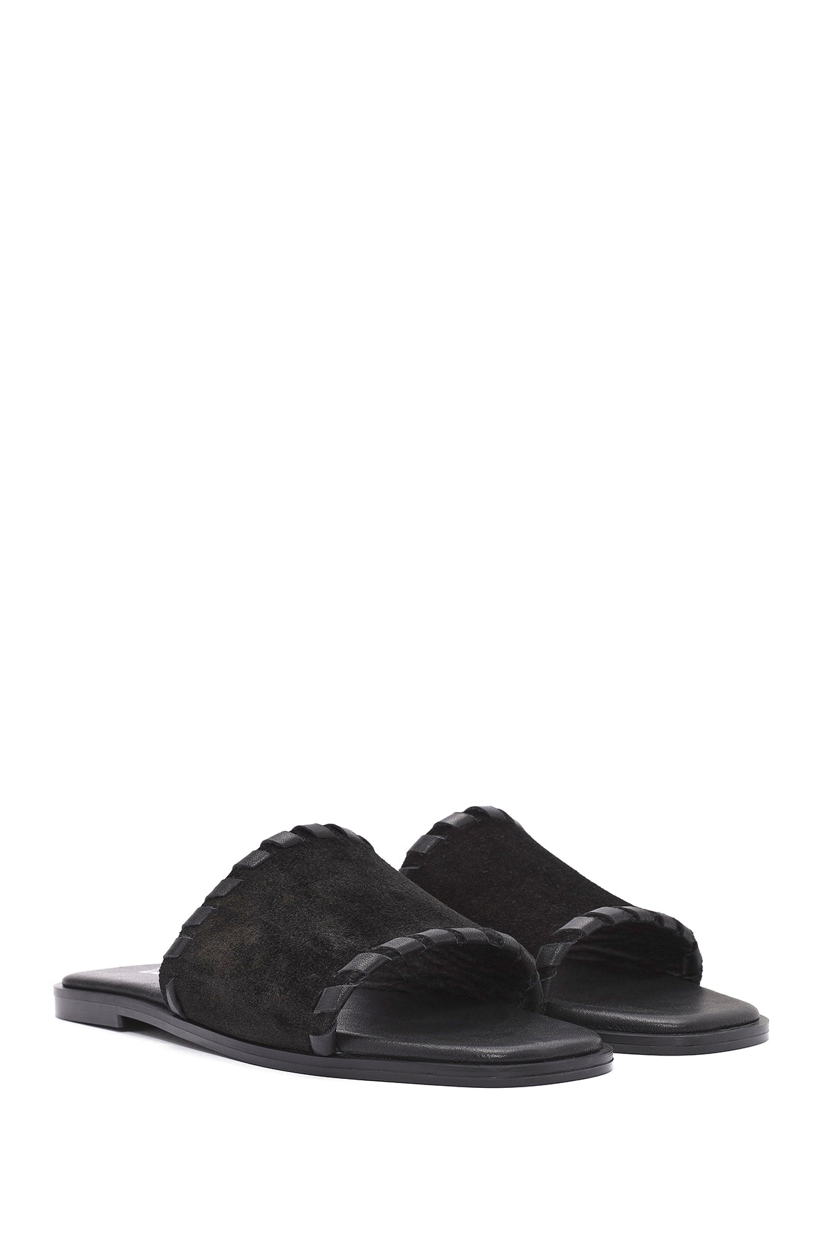 Kadın Siyah Süet Deri Terlik