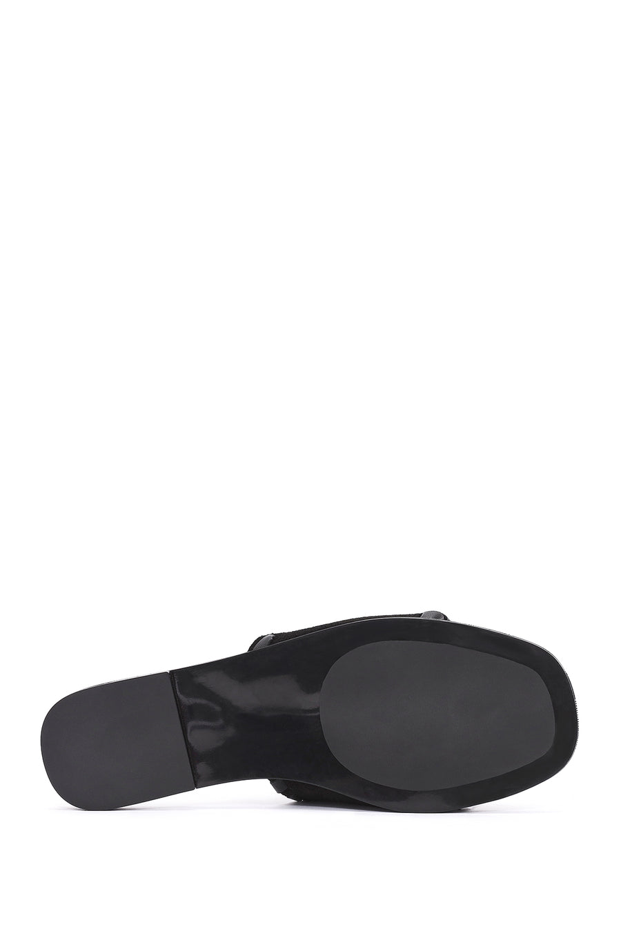 Women's Black Suede Leather Slippers