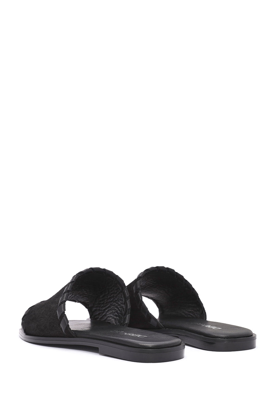 Women's Black Suede Leather Slippers