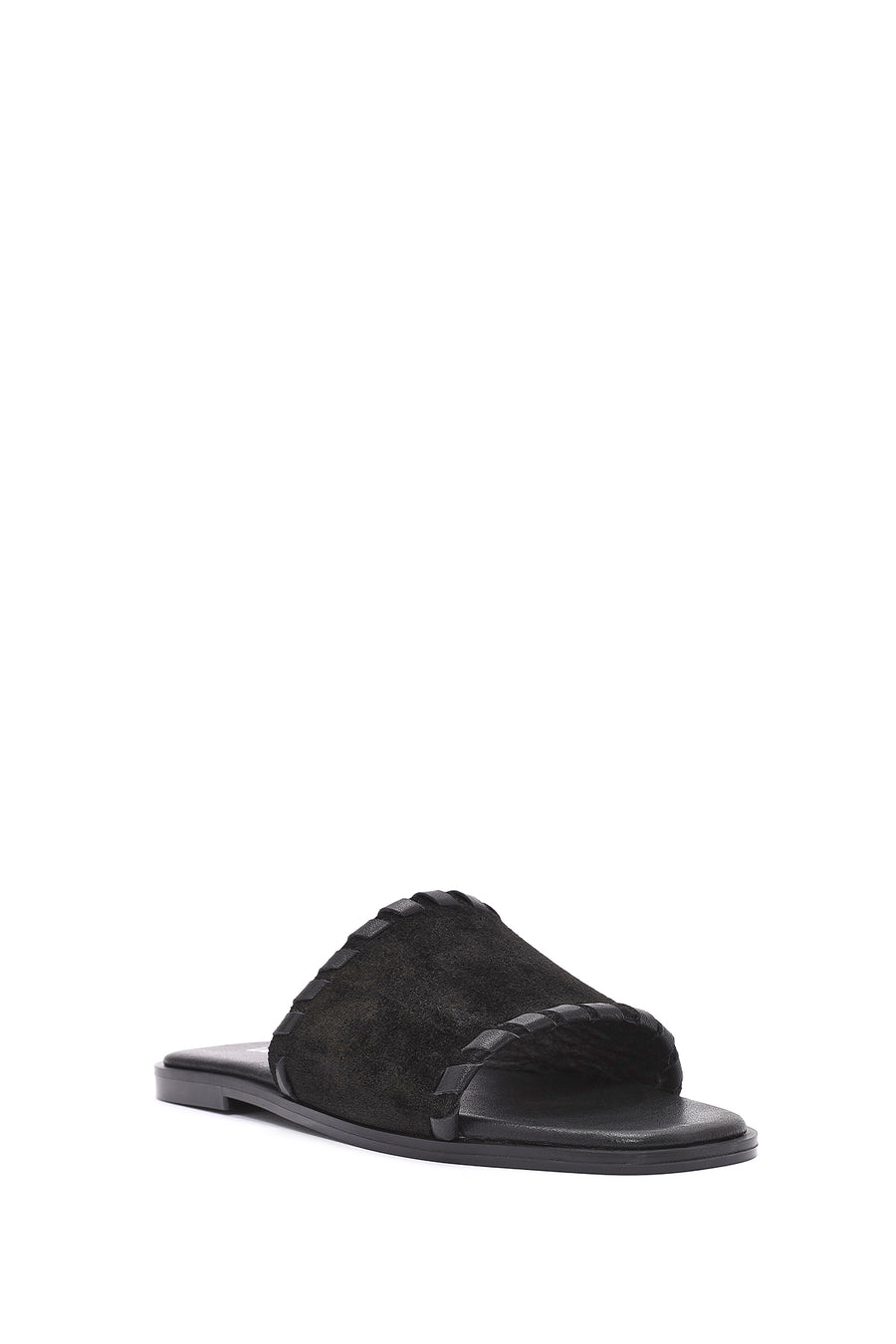 Women's Black Suede Leather Slippers