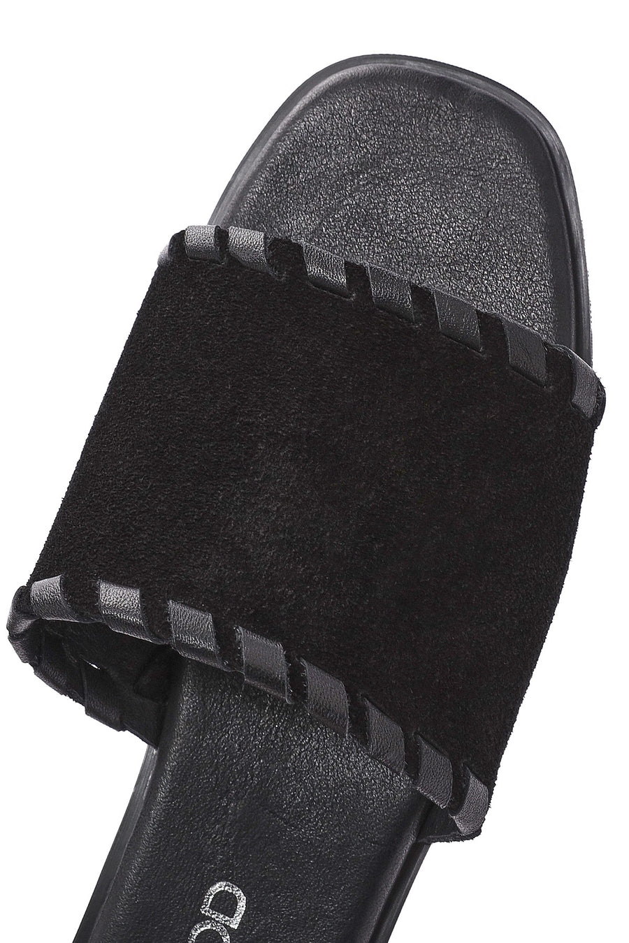 Women's Black Suede Leather Slippers