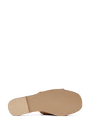 Women's Tan Suede Leather Slippers | Derimod