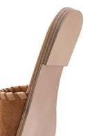 Women's Tan Suede Leather Slippers | Derimod