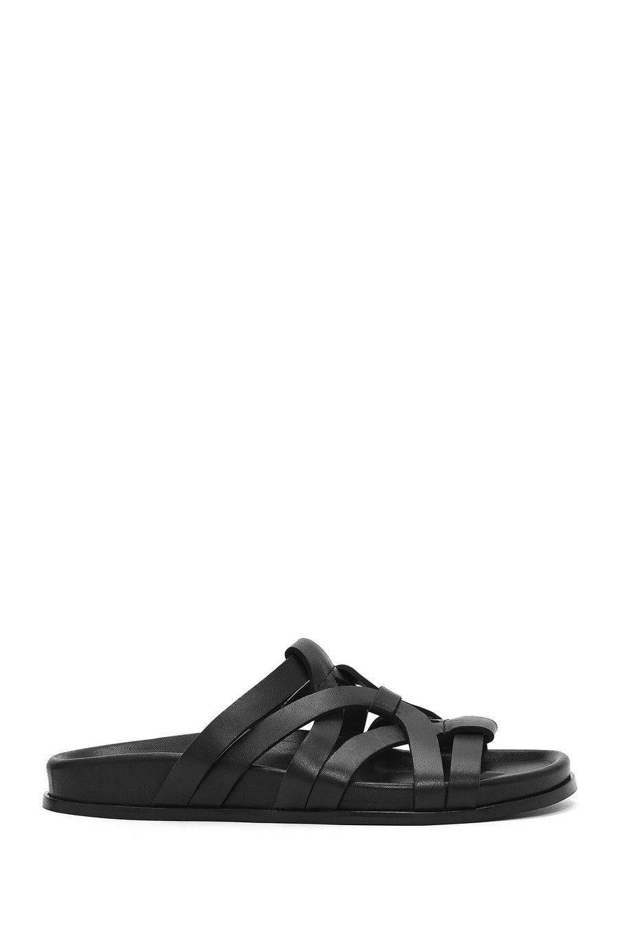 Women's Black Leather Slippers 25SFD152218 | Derimod