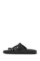 Women's Black Leather Slippers | Derimod