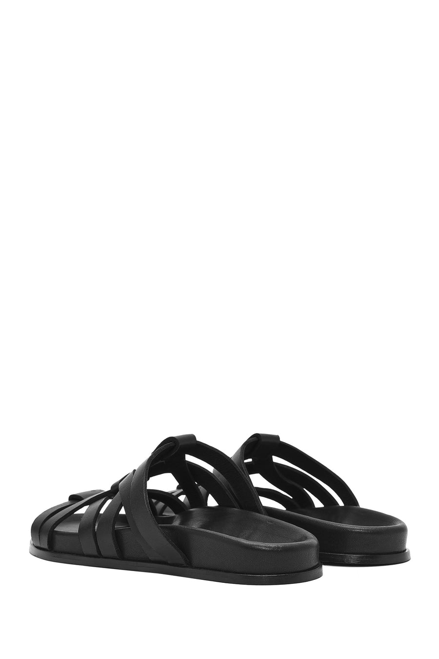 Women's Black Leather Slippers