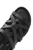 Women's Black Leather Slippers | Derimod