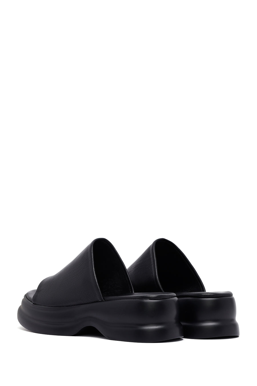 
Women's Black Thick Sole Leather Slippers
